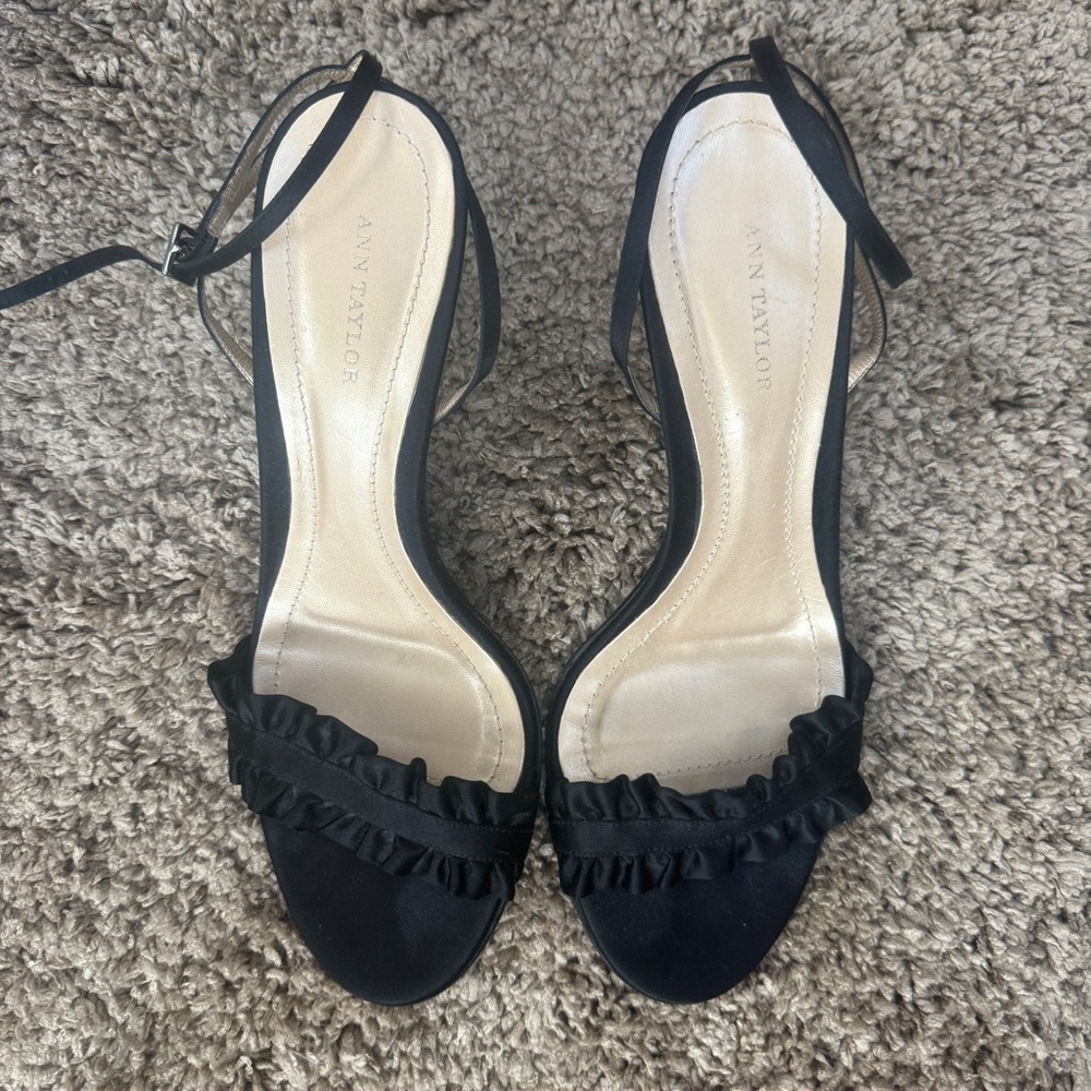 Ann Taylor Elegant Black Ruffle Heels